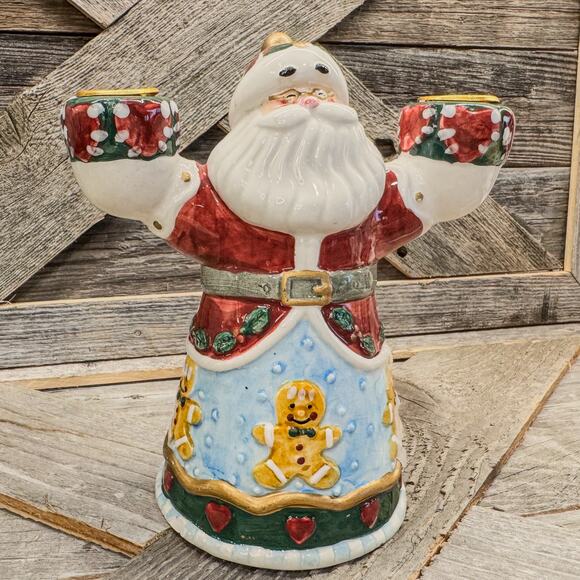 1998 Kim Lawrence, Enesco-Santa Clause Candlestick Holder-Christmas Decor, 6.5”H - Picture 2 of 9